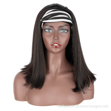 Rebecca 14 inches natural black High Temperature Resistant synthetic wig wholesale Silky straight bob short wave headband wig